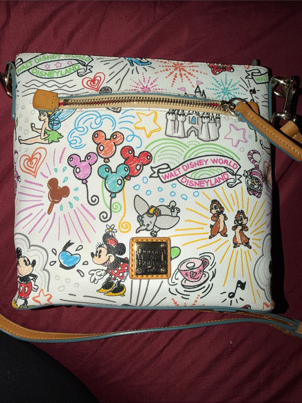 Dooney & Bourke White Disney Sketch Crossbody with Multicolor Accents